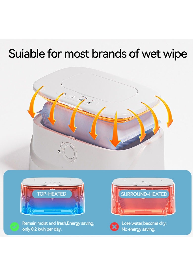 مُدفئة حفاضات الأطفال، حاوية حفاضات رطبة بسعة كبيرة مع 3 درجات حرارة و 3 درجات إضاءة ليلية، مُدفئة حفاضات رطبة مُدفأة من الأعلى تسخين سريع عبر USB - Image 4